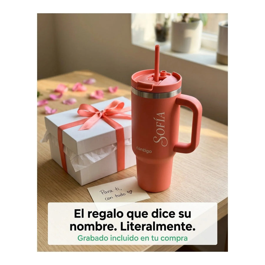 Vaso Térmico Contigo® Streeterville 1,2 LT Rosa + Grabado Personalizado