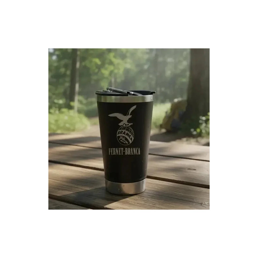 Vaso Térmico Fernet Branca Extra Grande 600ml Negro Negro Fernet + Grabado Personalizado
