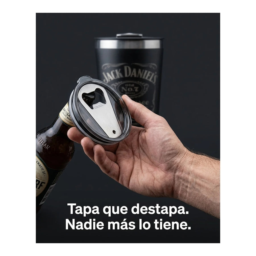 Vaso Térmico Frío/Calor 600ml Jack Daniels+ Destapador