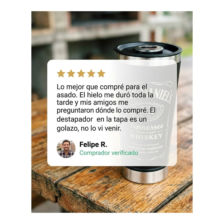 Vaso Térmico Frío/Calor 600ml Jack Daniels+ Destapador