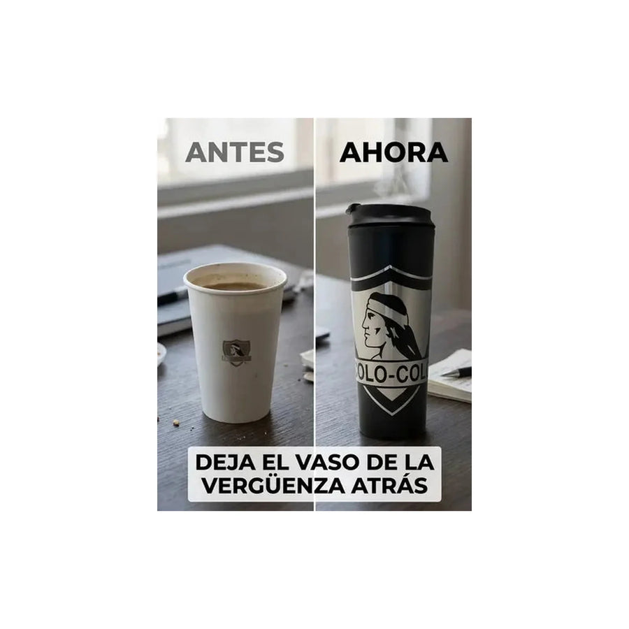 Vaso Termico Metálico Colo Colo Frío Caliente 480ml Negro Colo Colo + Grabado Personalizado
