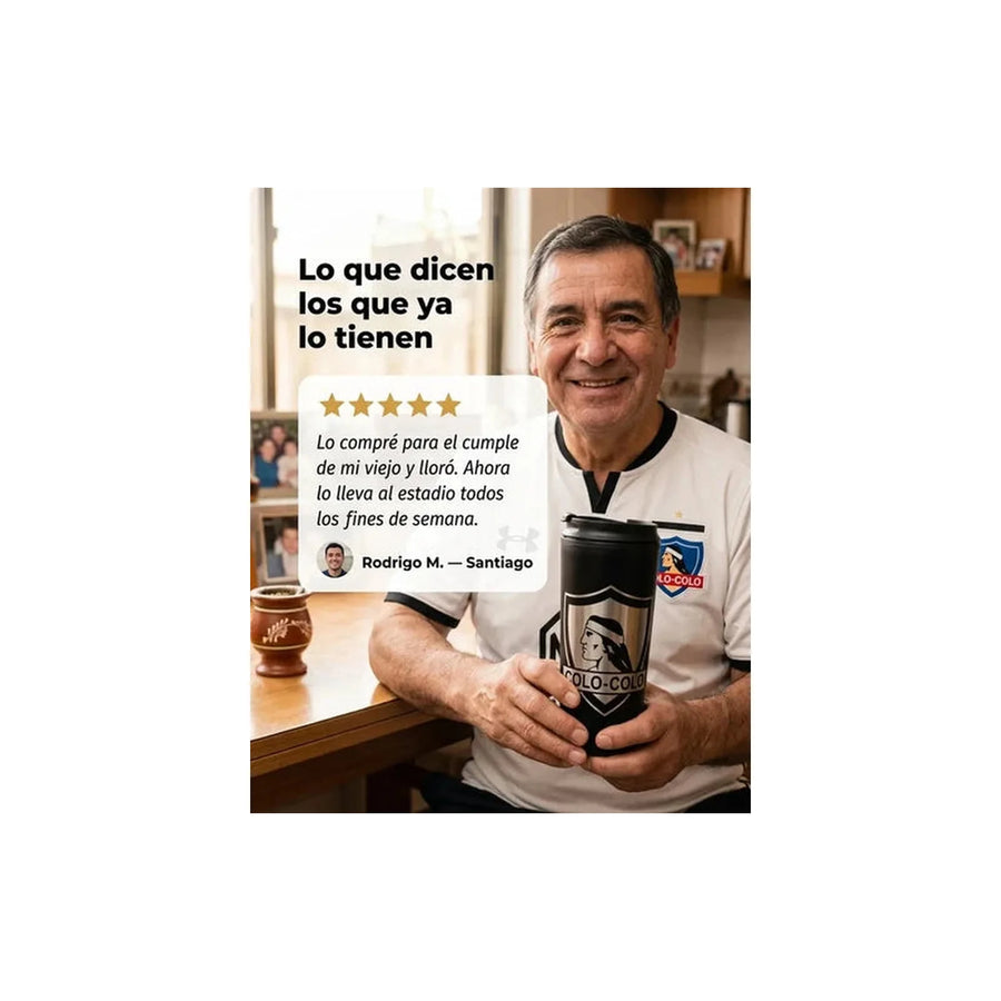 Vaso Termico Metálico Colo Colo Frío Caliente 480ml Negro Colo Colo + Grabado Personalizado