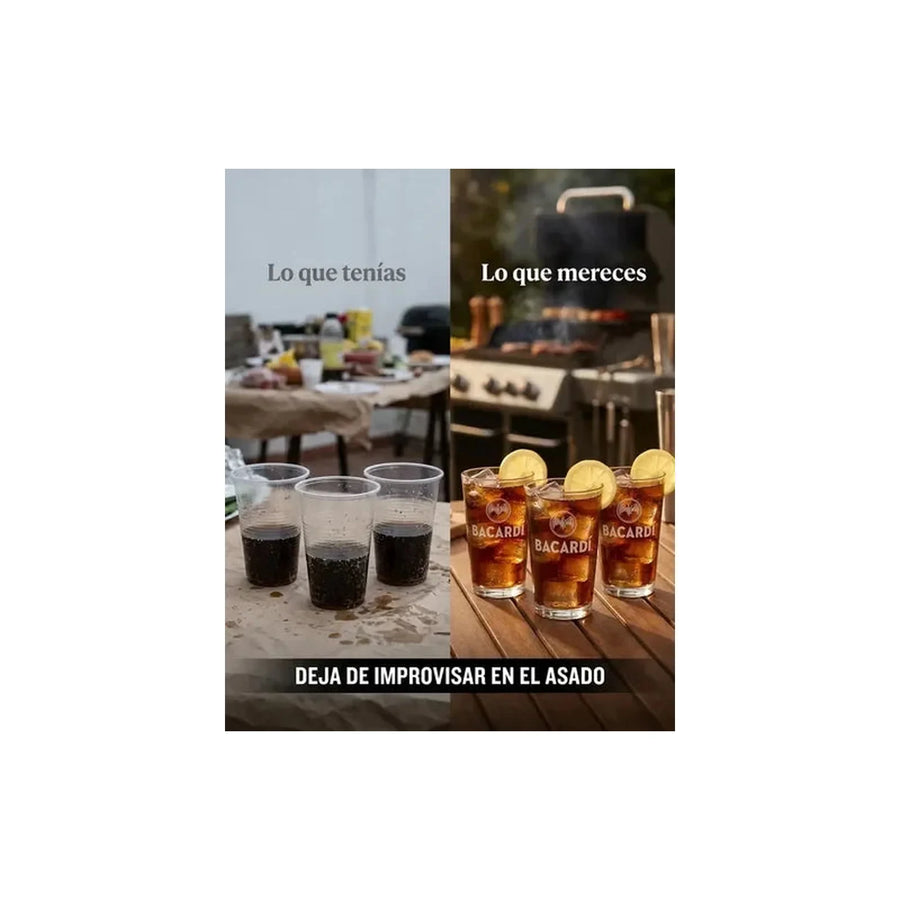 Vasos Ron Bacardi 490ml Pack X6 Roncola Grabado