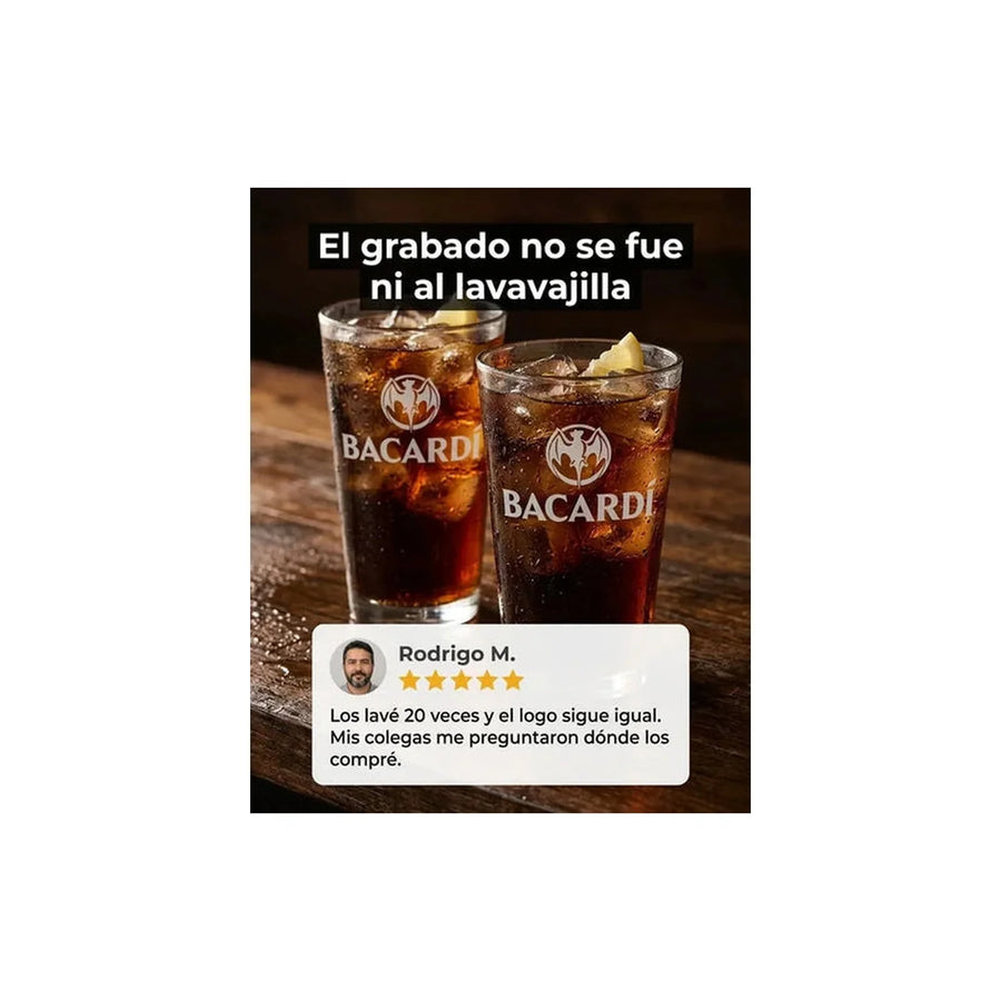 Vasos Ron Bacardi 490ml Pack X6 Roncola Grabado