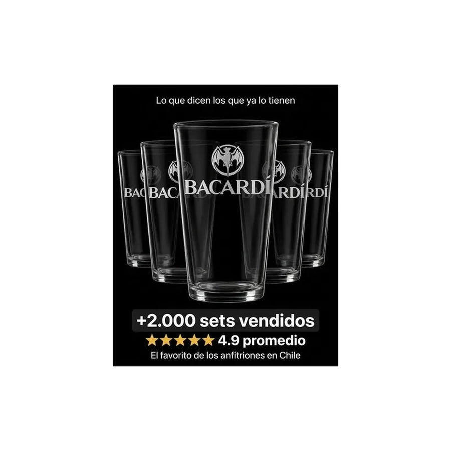 Vasos Ron Bacardi 490ml Pack X6 Roncola Grabado