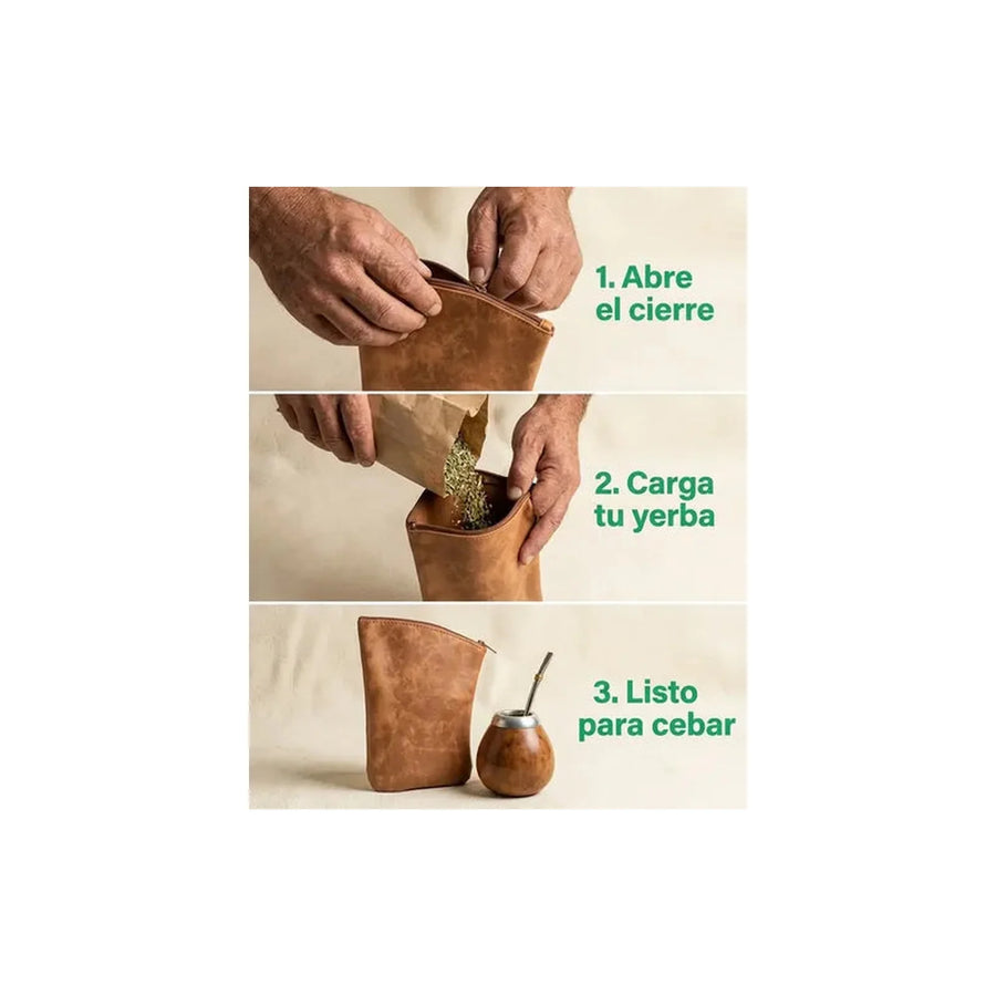 Yerbero de Cuero 21x13 para Yerba Mate + Grabado Personalizado