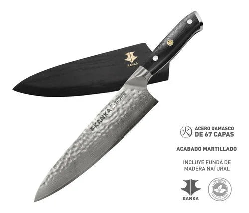 Cuchillo Acero Damasco  Martillado 8 Pulgadas + Grabado Láser (foto 7)