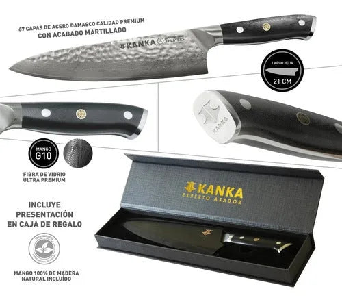Cuchillo Acero Damasco  Martillado 8 Pulgadas + Grabado Láser (foto 6)