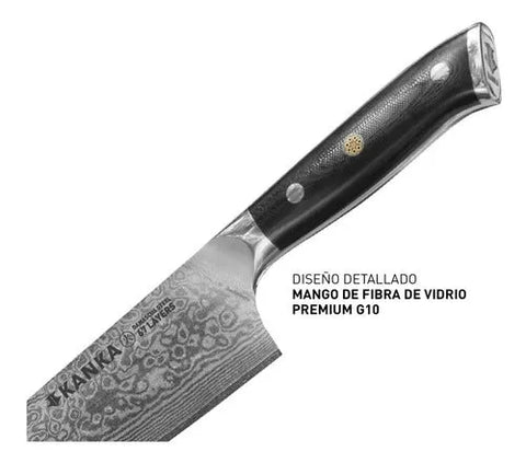 Cuchillo Acero Damasco  Martillado 8 Pulgadas + Grabado Láser