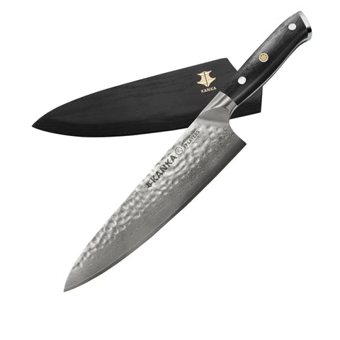 Cuchillo Acero Damasco  Martillado 8 Pulgadas + Grabado Láser