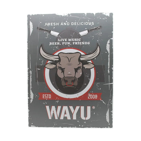 Cuadro Bar Metálico Wayu 40x30 Toro Quincho Parrilla Bbq