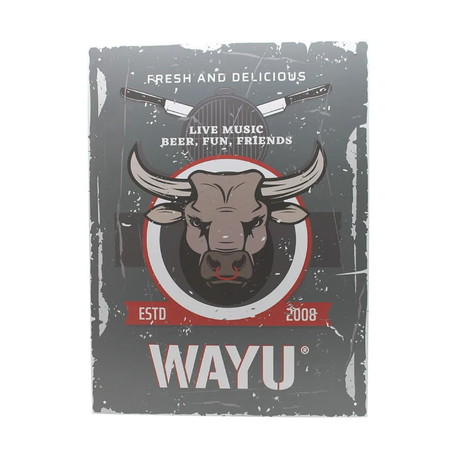 Cuadro Bar Metálico Wayu 40x30 Toro Quincho Parrilla Bbq