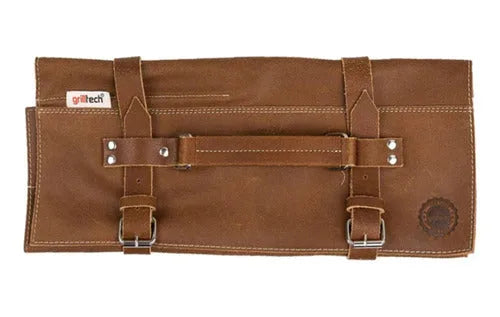 Bolso Porta 5 Cuchillos Grilltech Cuero + Grabado Láser
