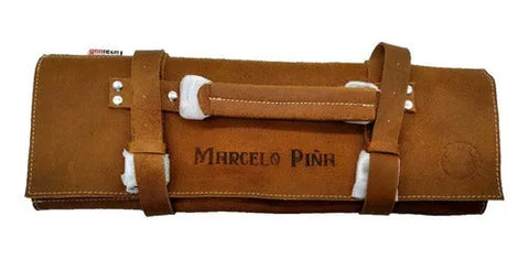 Bolso Porta 5 Cuchillos Grilltech Cuero + Grabado Láser