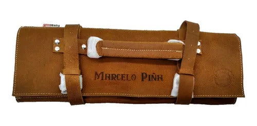 Bolso Porta 5 Cuchillos Grilltech Cuero + Grabado Láser