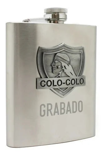 Botella Petaca Metálica 500ml U De Chile + Grabado Gratis