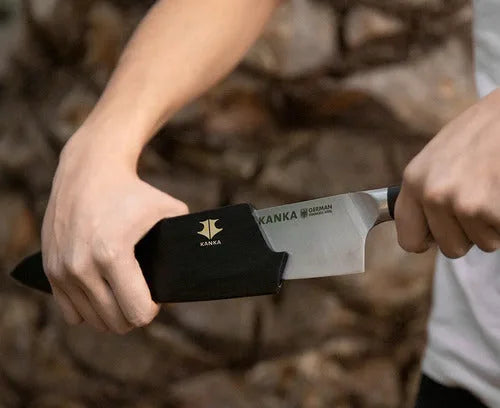 Cuchillo Chef Acero Alemán Kanka 8" — Funda Madera + Grabado Láser Gratis