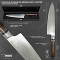 Cuchillo Acero Damasco Brown Wayu + Grabado Laser Chile