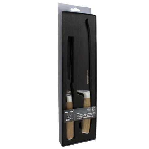 Cuchillo + Tenedor Wayu Premium + Grabado Láser