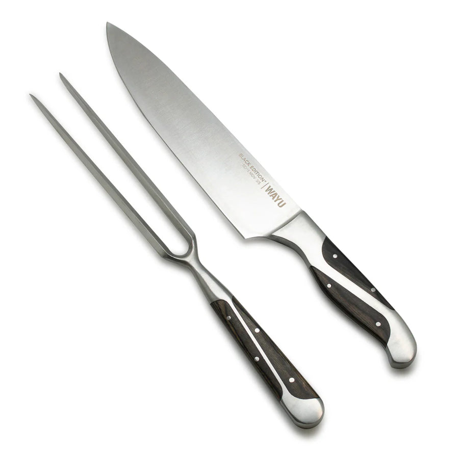 Set Parrillero Wayu Black Edition Cuchillo + Pincho + Grabado Láser
