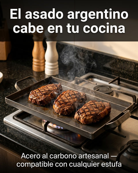 Plancha Churrasquera Argentina Acero al Carbón 2 Quemadores (foto 2)