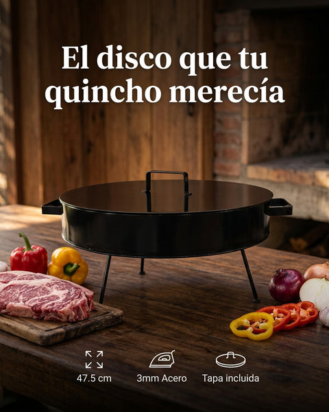 Disco de Asado Profesional con Tapa - 47.5 cm (Espesor 3mm)