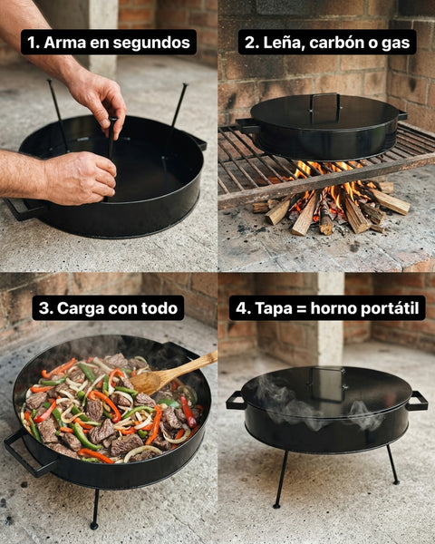 Disco de Asado Profesional con Tapa - 47.5 cm (Espesor 3mm)