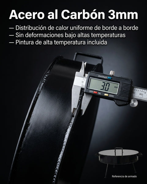 Disco de Asado Profesional con Tapa - 47.5 cm (Espesor 3mm)