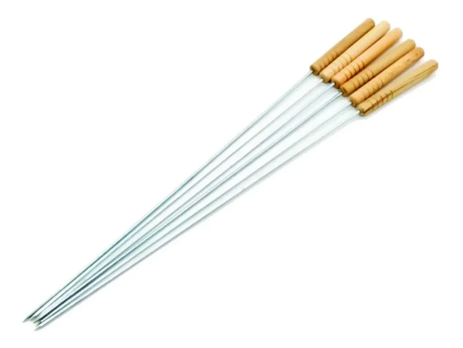 Set 6 Pinchos 42cm Acero Inoxidable para Anticuchos y Asado