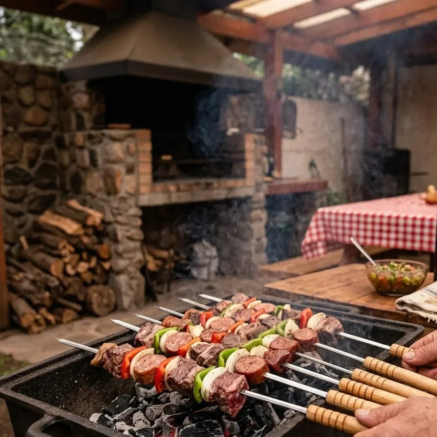 Set 6 Pinchos 42cm Acero Inoxidable para Anticuchos y Asado