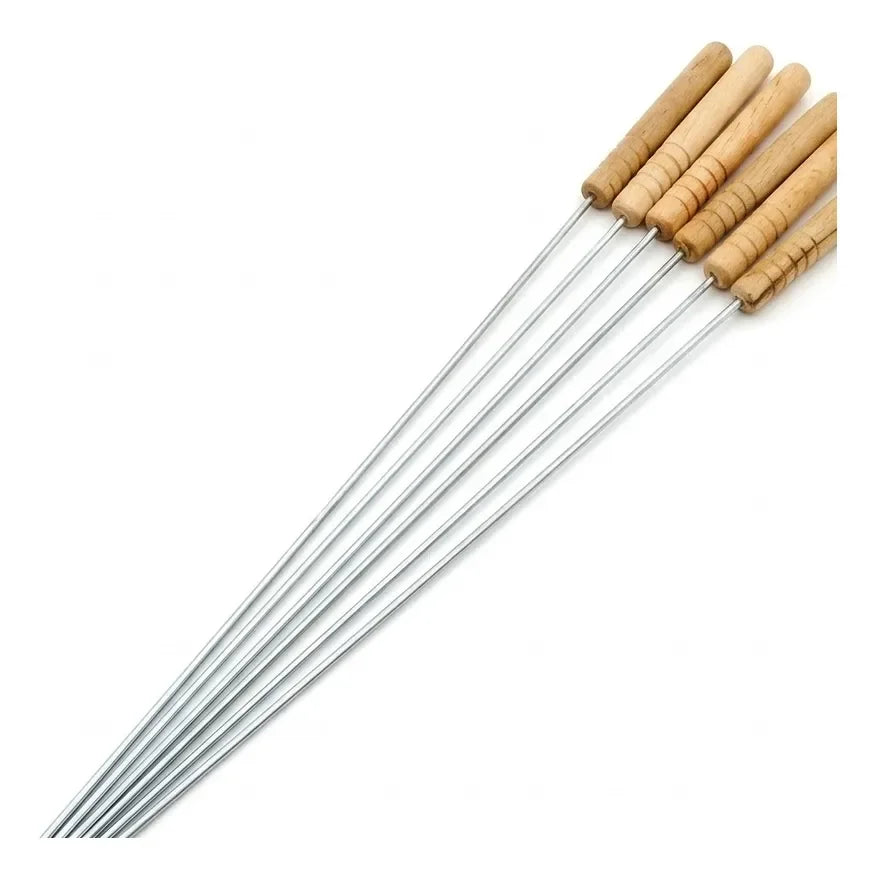 Set 6 Pinchos 42cm Acero Inoxidable para Anticuchos y Asado