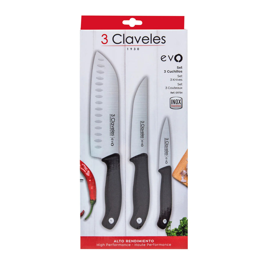 Set 3 Cuchillos 3 Claveles Evolucion N1734 Alveolados + Grabado Personalizado