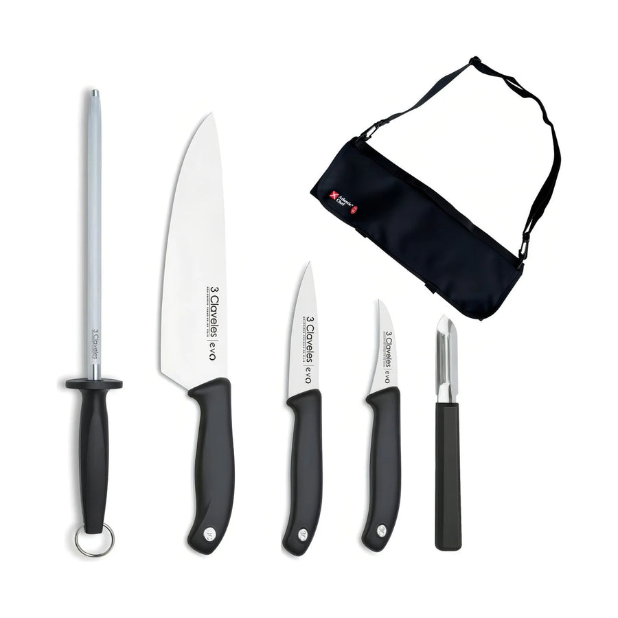 Set 5 Cuchillos Gastronomicos 3 Claveles Profesional + Grabado Personalizado