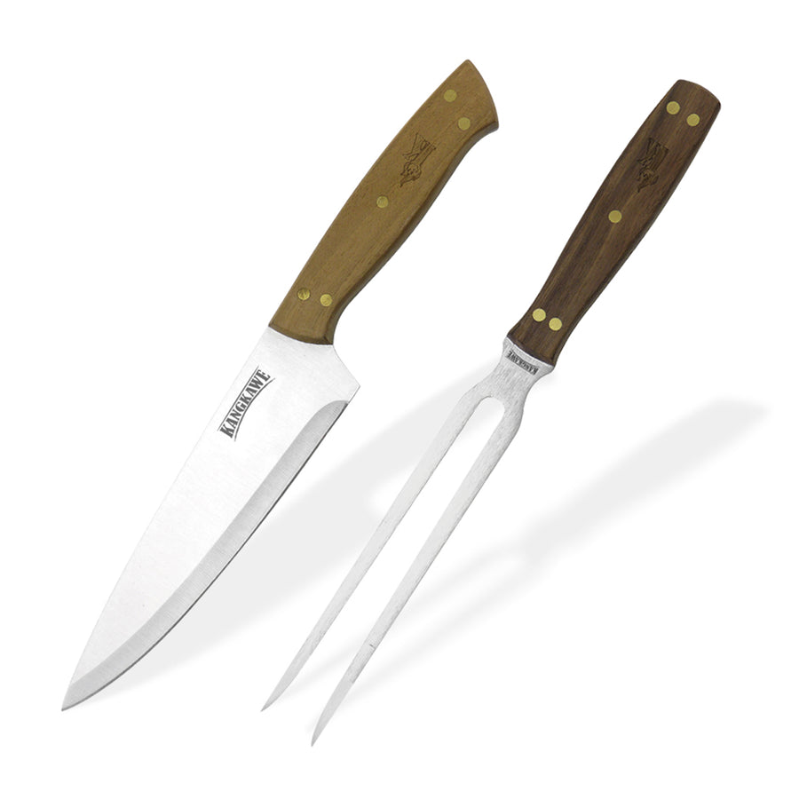 Set parrillero cuchillo y tenedor Kangkawe, vista principal