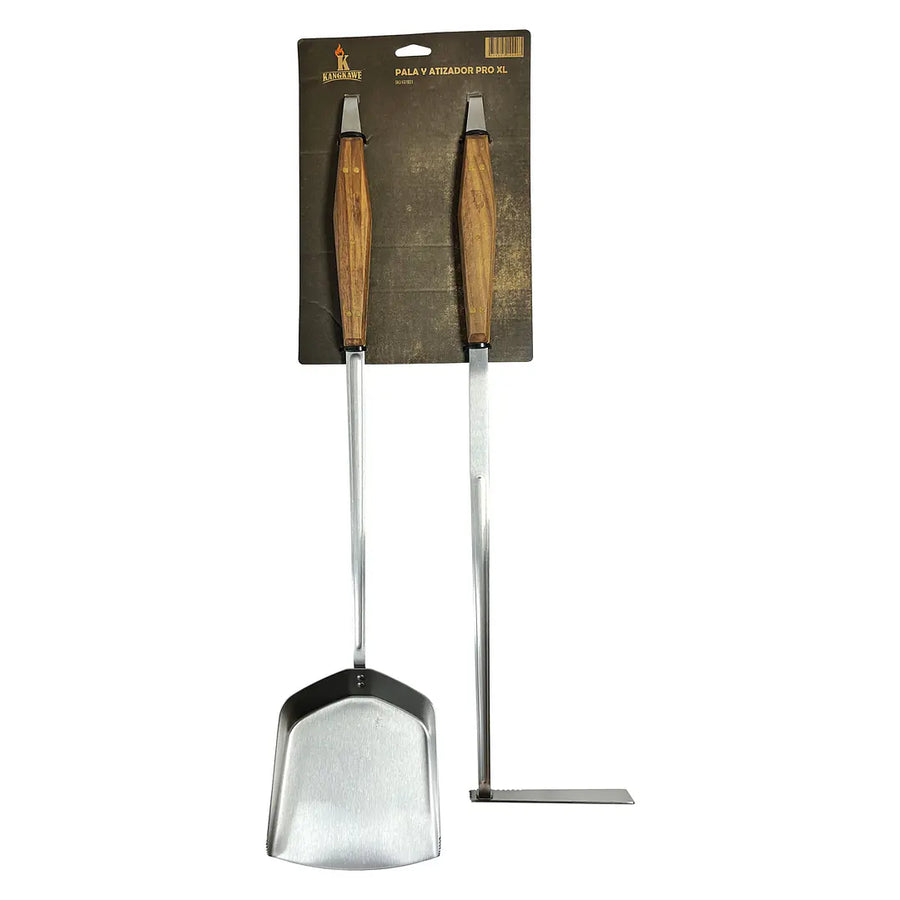 Set parrillero Pro XL Kangkawe pala carbonera y atizador en su caja original
