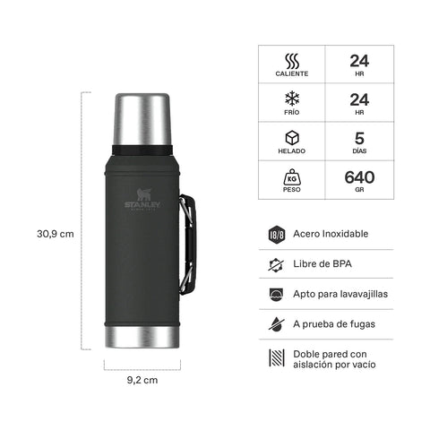 Termo Stanley Classic Negro | 950 ml + Grabado Láser