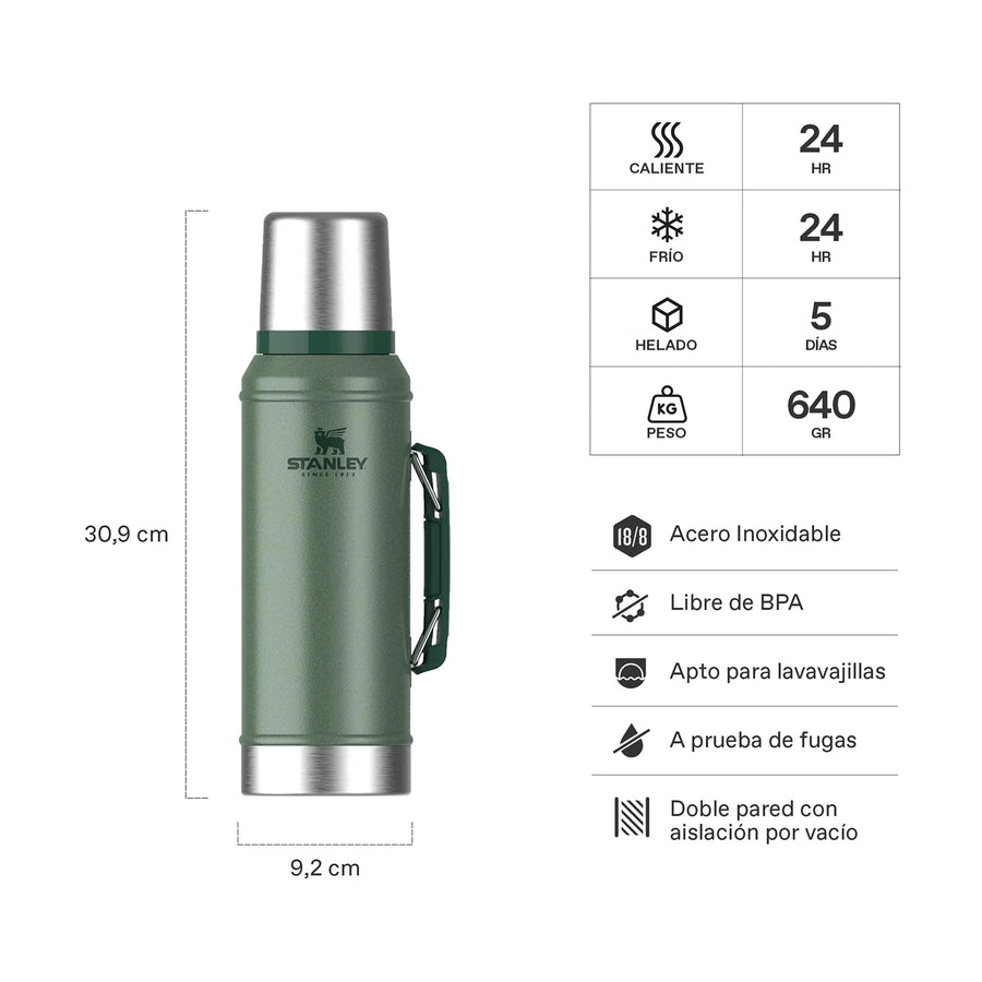 Termo Stanley Classic Verde | 950 ml + Grabado Láser