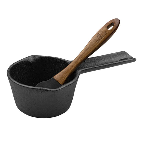 Salsero Hierro Fundido + Brocha Silicona Carnes Adobar Asado