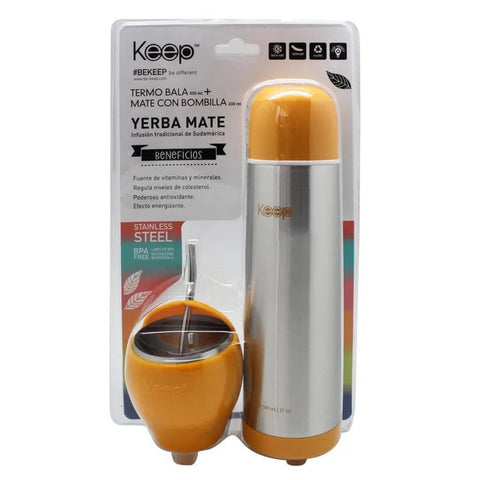 Set De Mate + Termo Bala Mate Keep Amarillo