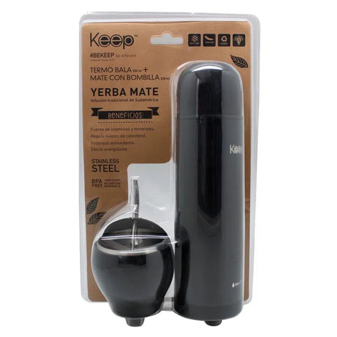 Set De Mate + Termo Bala Mate Keep Negro
