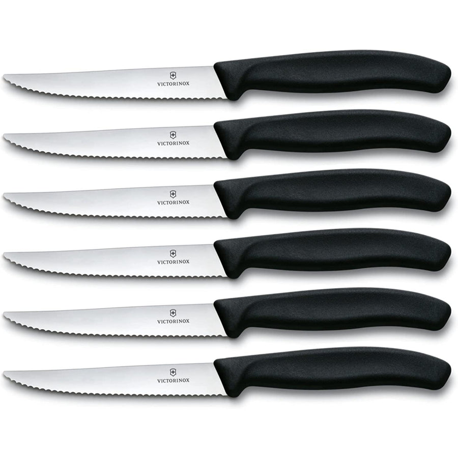 Set 6 Cuchillos Victorinox Negro 11cm 6.7233.6 Para Carne