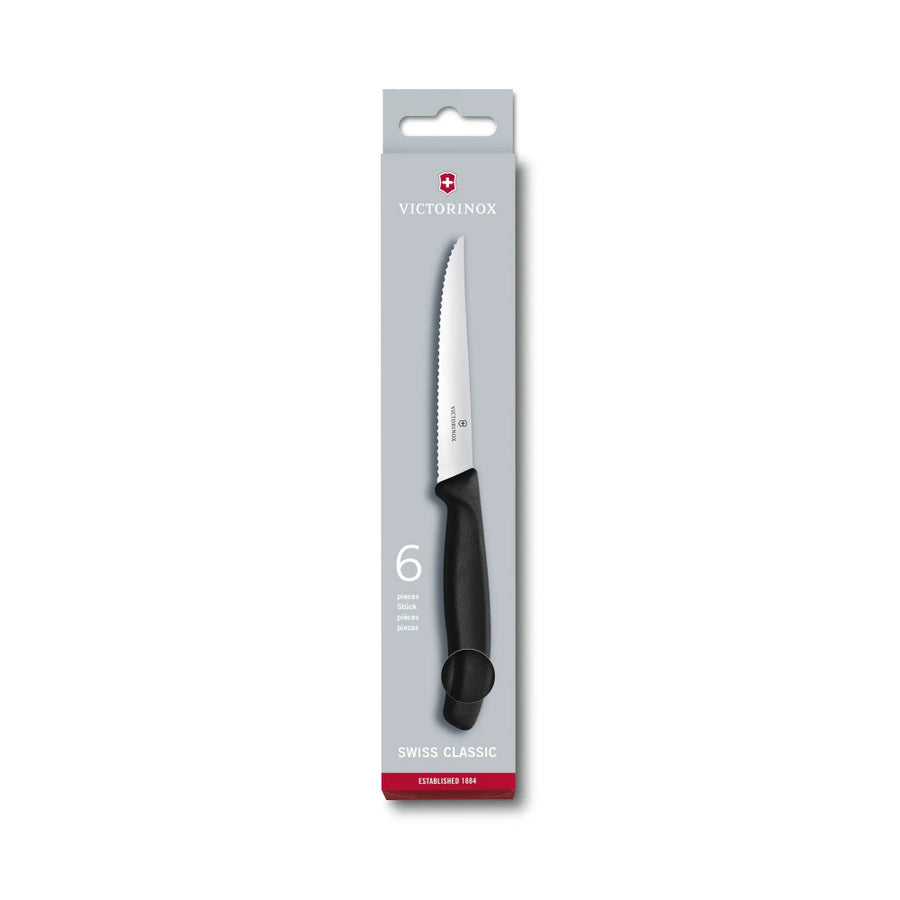 Set 6 Cuchillos Victorinox Negro 11cm 6.7233.6 Para Carne