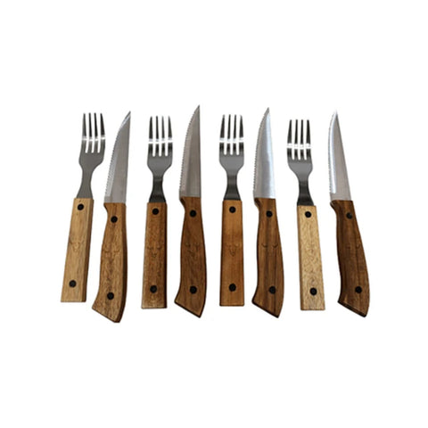Set Cuchillos + Tenedores Para  8pcs Wayu Asados