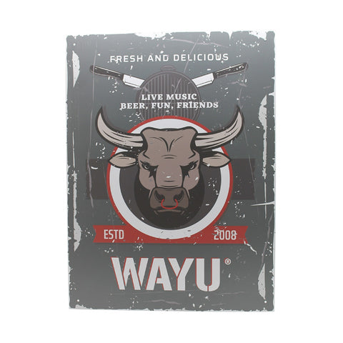 Cuadro Bar Metálico Wayu 40x30 Toro Quincho Parrilla Bbq