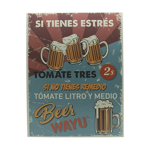 Cuadro Bar Metálico Wayu 40x30 Beer Quincho Parrilla Bbq