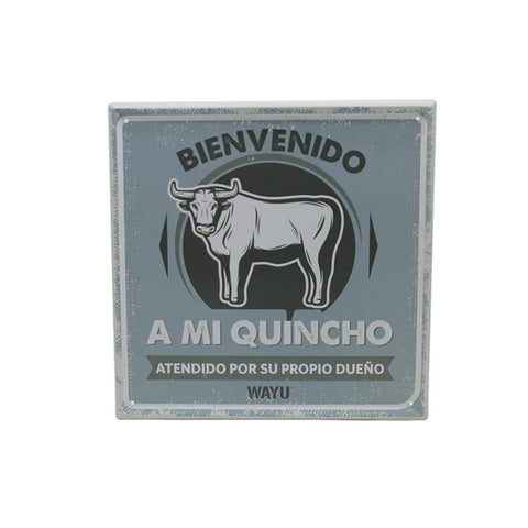 Cuadro Bar Metálico Wayu 25x25 Mi Quincho Parrilla Bbq