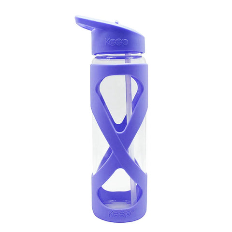 Botella Keep 532ml Vidrio Protector Silicona Morado
