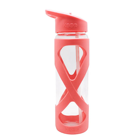 Botella Keep 532ml Vidrio Protector Silicona Rosa