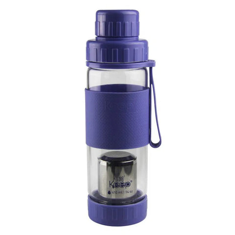 Botella Vidrio Con Infusor Keep 410ml Morado