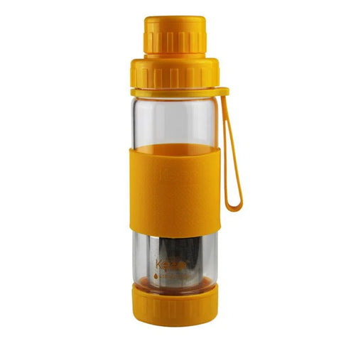 Botella Vidrio Con Infusor Keep 410ml Amarillo